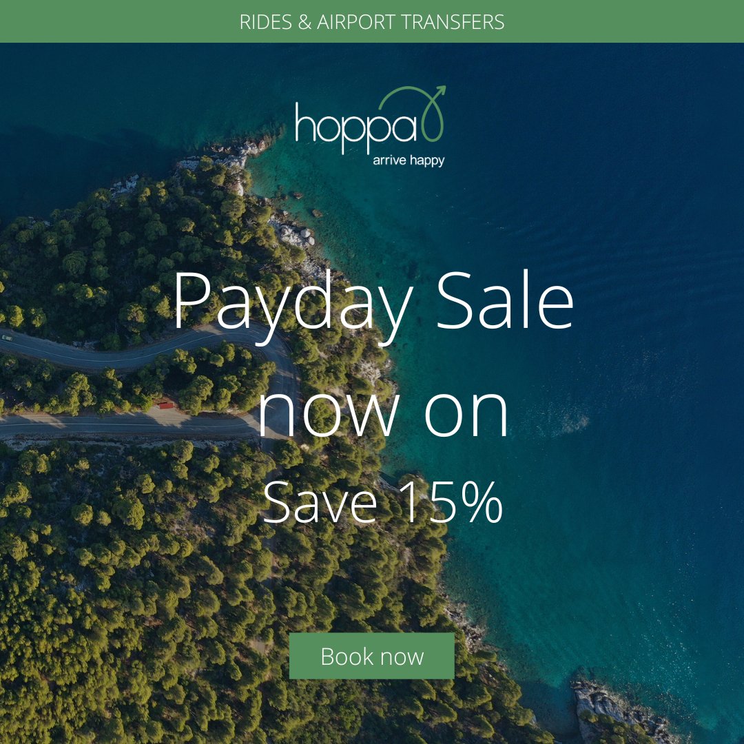 WEEKEND SALE. Don't miss out - Sale ends Monday! Search, compare & book rides all over the world! Remember to upgrade your refund terms and receive a 100% refund if you need to cancel, #ArriveHappy - bit.ly/2S2enDY
#hoppa #FlashSale #WeekendSale