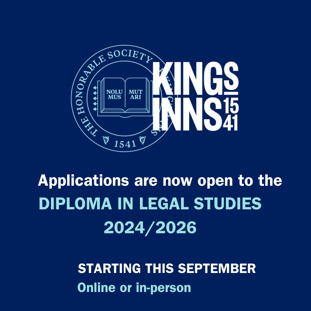 KingsInns's tweet image. Eager for a career in the legal field? Wait no longer!

The Diploma in Legal Studies is a two-year part-time course that is accessible to non-law graduates and mature students with no formal education.

Apply here👉kingsinns.ie/education/dipl…

#studylaw #onlinelearning #legalstudies
