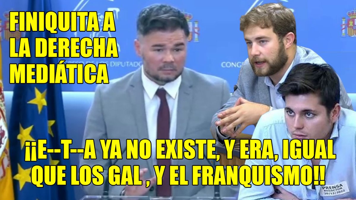 Jota_POV's tweet photo. 🎥👉  https://t.co/FUp47A4r6s
 Gabriel Rufián FINIQUITA las MANDANGAS de la DERECHA MEDIÁTICA⚡���"¡ETA, ERA, ERA, igual que los GAL".
¡El f4scimo es f4scismo lleves una estelada o una rojigualda".
@gabrielrufian https://t.co/PiXFg0akC2