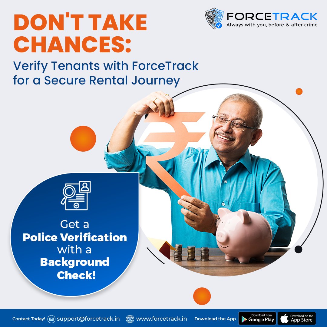 Protect your property! Get a secure tomorrow with ForceTrack App's tenant checks.
.
Download Forcetrack App Now!
.
Login on- zurl.co/yFsd
.
.
#ForceTrack #EmployeeInformationReport #PoliceVerification #TrackingAndTracing #BackgroundChecks #EmployeeScreening