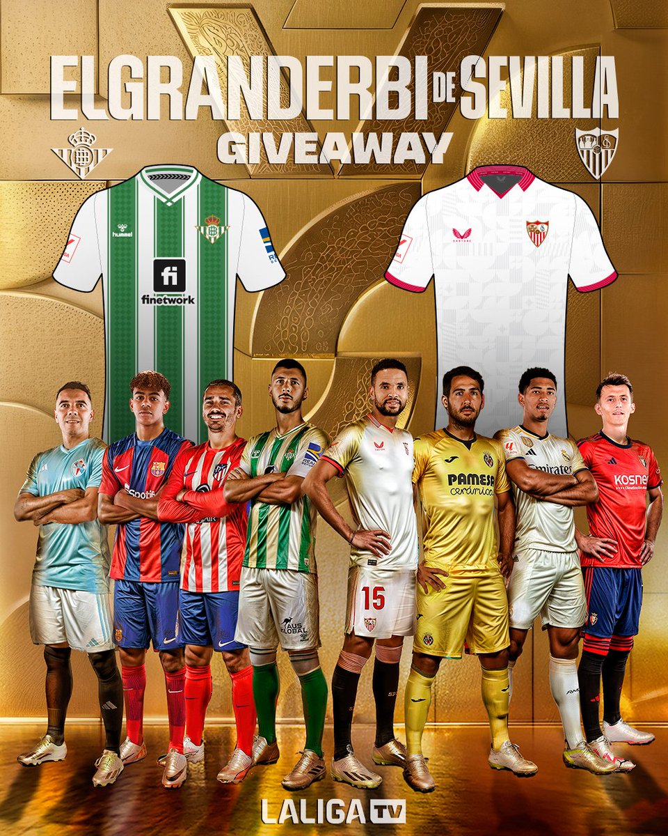 🚨 EL GRAN DERBI GIVEAWAY! 🚨 👕 To celebrate the upcoming Betis-Sevilla game we are giving you the chance to WIN a @RealBetis_en or @SevillaFC_ENG shirt! Simply RT this post and follow @LALIGATV. We will pick two (2) lucky winners! 🍀 - Contest period: April 23rd-April