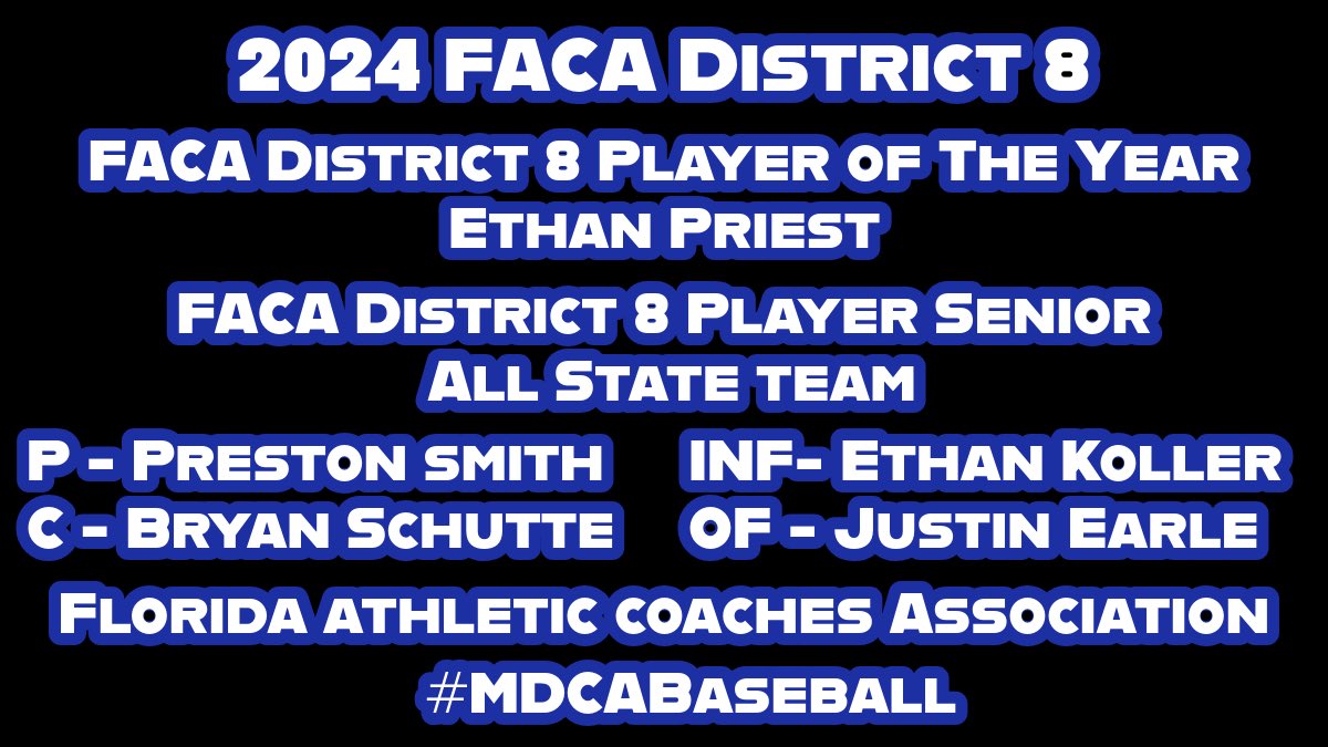 As we near the end of 2024 regular season, the post-season awards start rolling in. It’s always great to see some Bulldogs on the FACA District 8 recognition! (Represents Lake, Citrus, &amp; Sumter Counties) #MDCABaseball