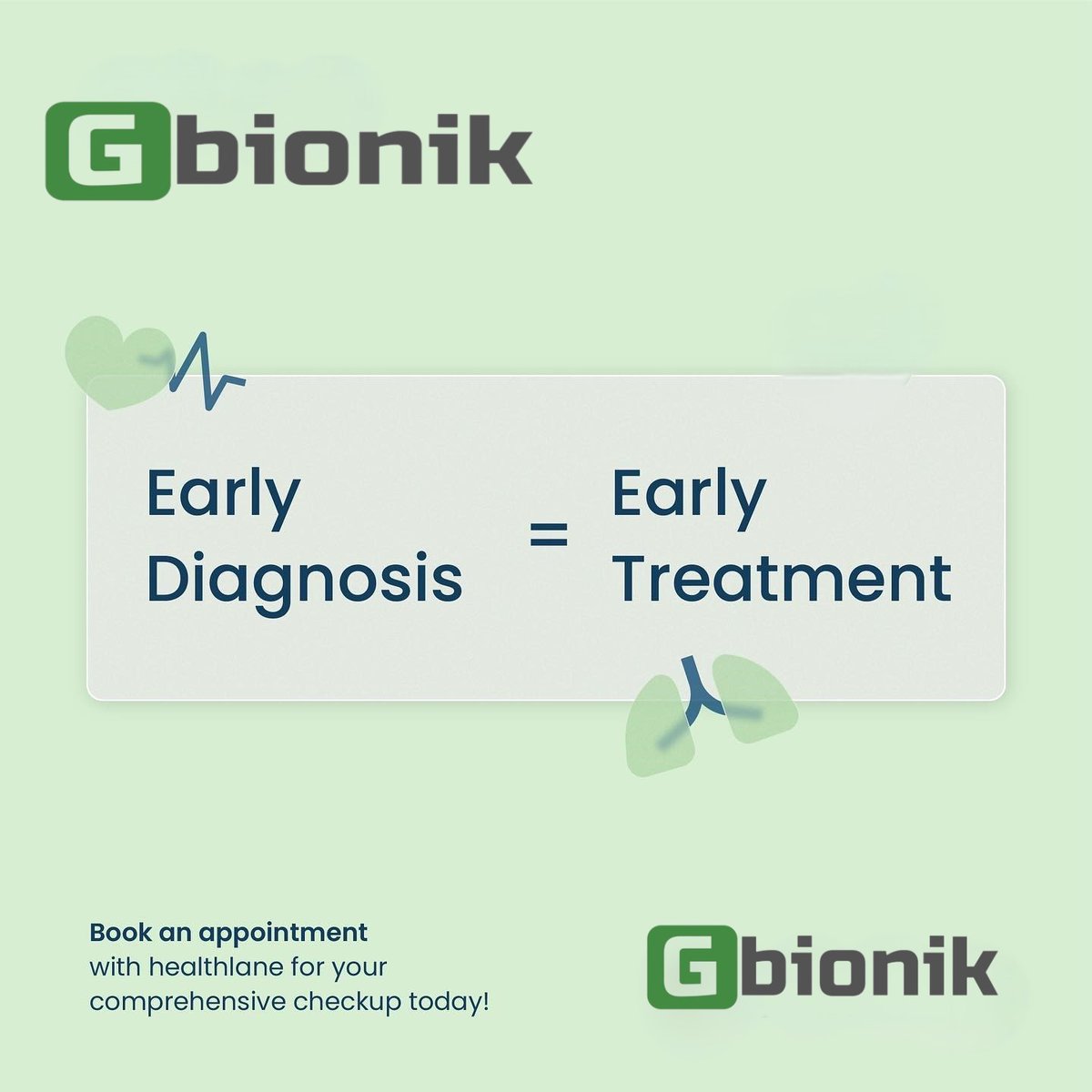 GbionikGroup's tweet photo. Why should you get your annual check done?

Simple!

Early diagnosis = Early treatment and Early treatment SAVES LIVES!

Book an appointment today at Gbionik for your routine checkup to stop illness before illness stops you!
#Gbionik #routinecheckup #healthtalk #healthcare https://t.co/nXvrCAnOJ3