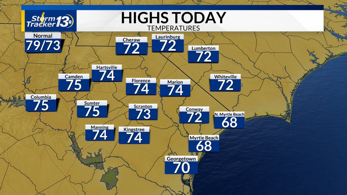 Sunshine has returned but it's quite chilly this morning. It's a much colder start for some but the good news is that we all will warm up closer to average this afternoon with lots of sunshine! #scwx #ncwx #weather #forecast #sunshine #beach