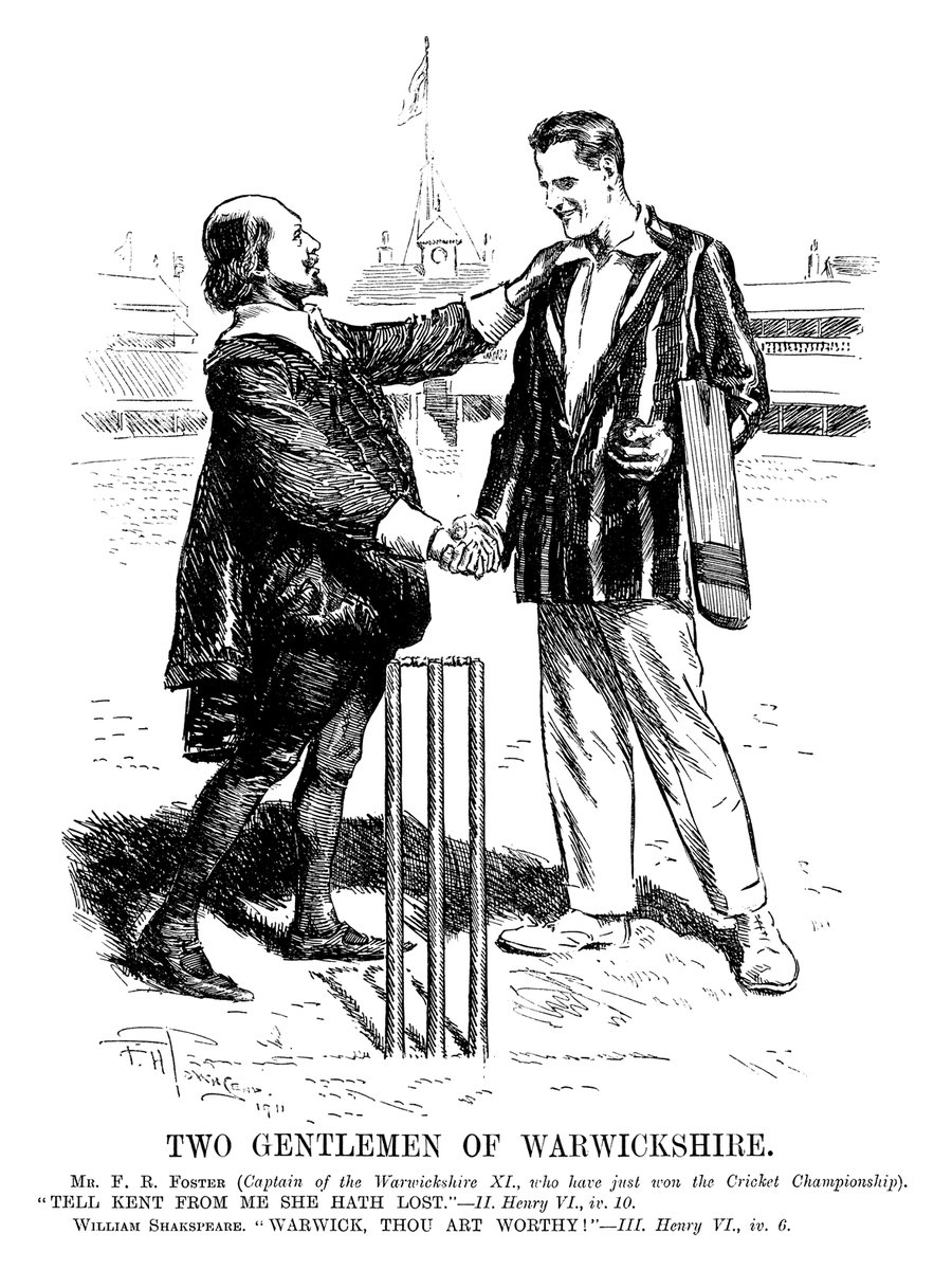 And, of course, 23 April is also celebrated as Shakespeare's birthday. This PUNCH cartoon by F H Townsend from 1911 manages to combine cricket and the Bard! 'Two Gentleman of Warwickshire' Say no more!
