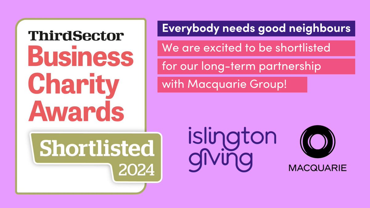 🎉 Excited to be shortlisted for the @BusinessCAwards for our long-term partnership with @Macquarie! 🎉 Find out more and view the shortlist here: ➡️ shorturl.at/izCE8 #BusinessCAwards #BusinessCharityAwards #Islington