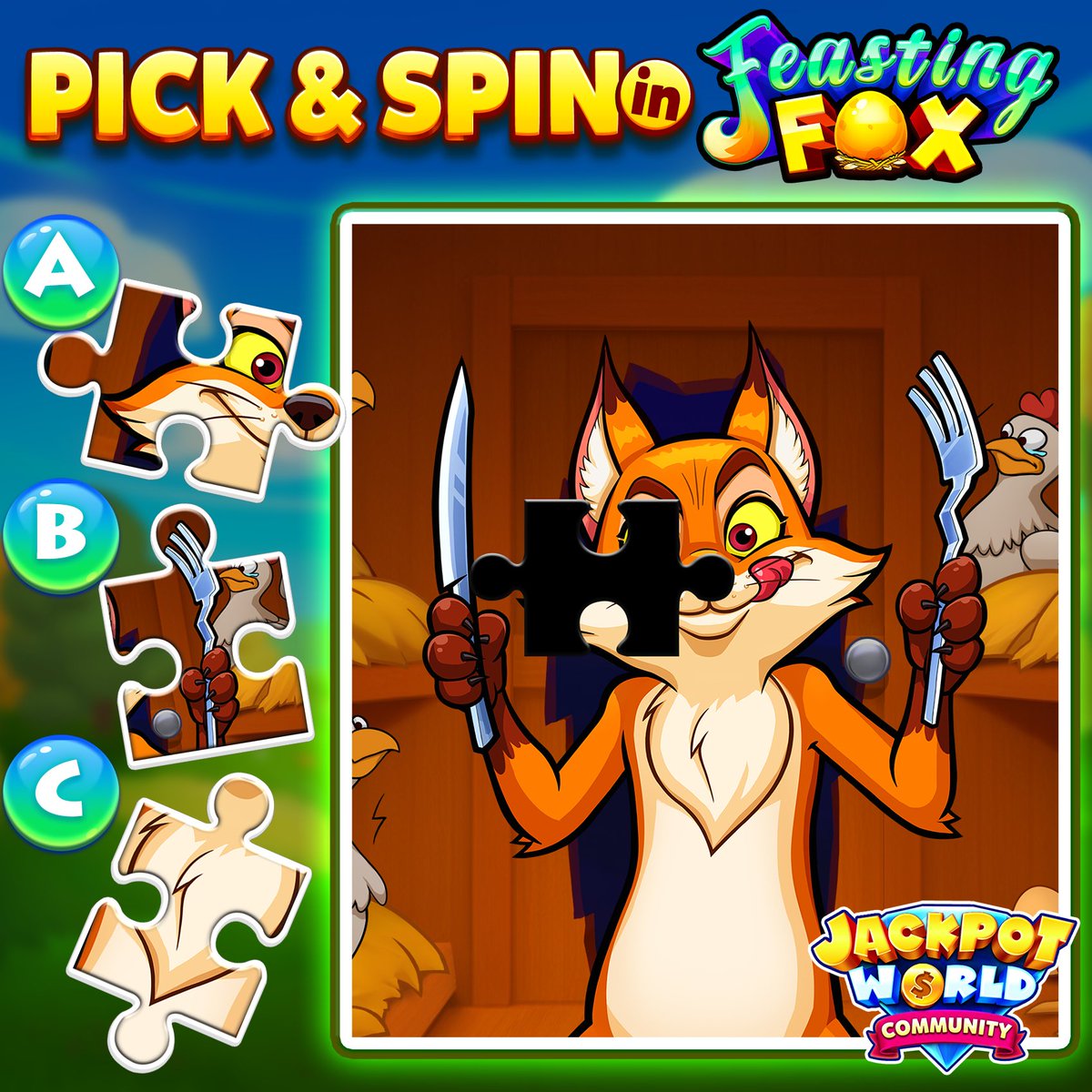 🧩 Pick the correct missing piece for $30 𝐰𝐨𝐫𝐭𝐡 𝐨𝐟 𝐜𝐨𝐢𝐧𝐬! 🤩 Tell us which the correct answer is! ✍️ Don't forget to Retweet & leave your 🆔! 💰 Freebies >> jpw.bet/s/wyv0kbxn ⬇️ Download Now >> s-jw.com/letspin #JackpotWorldWin #casino #slots #games