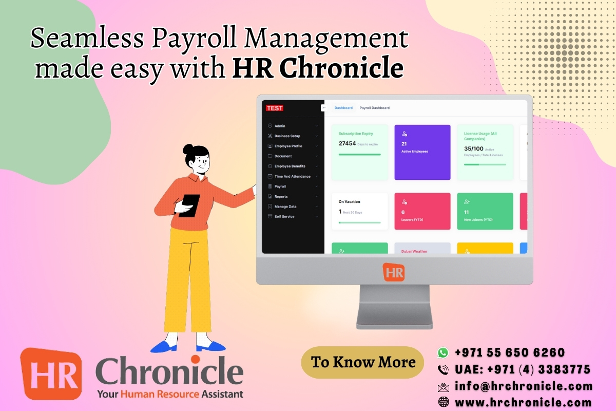 Seamless Payroll Management made easy with HR Chronicle.
HR Chronicle - The Leading Cloud based HR and Payroll Management Software of Middle East Region.
Website: hrchronicle.com

#payroll #payrollservices #payrollmanagement #hr #hrsoftware #hrsupport #hrconsulting #hrms