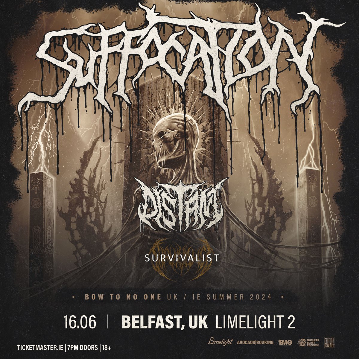 📣@suffocation have announced Belfast Metal band @Survivalistbais will join them as guests for their Limelight show this June 16th! 💀 Remaining tickets ➡️ bit.ly/SJune16LL