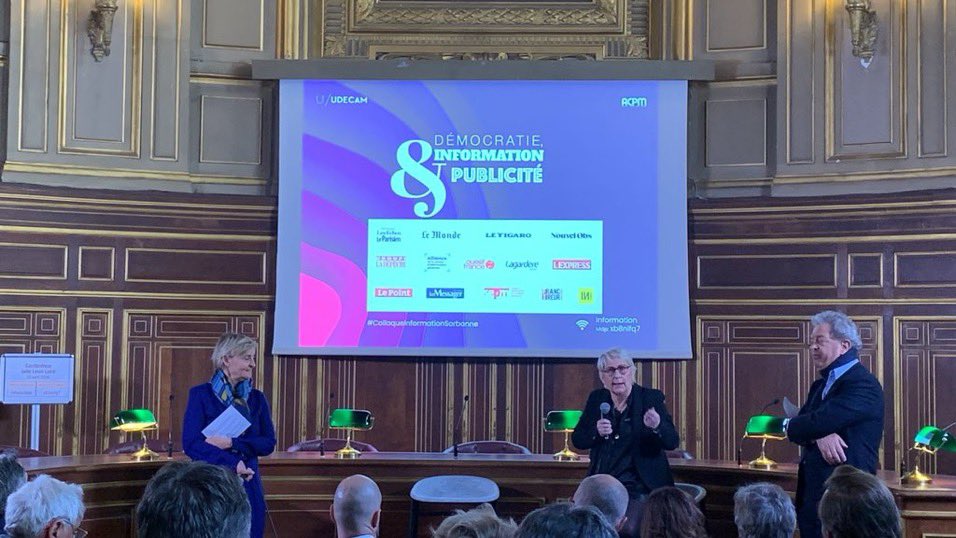 La matinée se clôture avec sur scène <a href="/Mercedes_Erra/">Mercedes Erra</a> (<a href="/BETCParis/">BETC Paris</a>) <a href="/stephane_bodier/">Stephane Bodier</a> (Directeur général de l’<a href="/ACPMFrance/">ACPM</a>) et Magali Florens (Directrice Générale de l’<a href="/Udecam/">Udecam</a>)

Merci d’avoir suivi ce #ColloqueInformationSorbonne de l’<a href="/Udecam/">Udecam</a> et de l’<a href="/ACPMFrance/">ACPM</a>