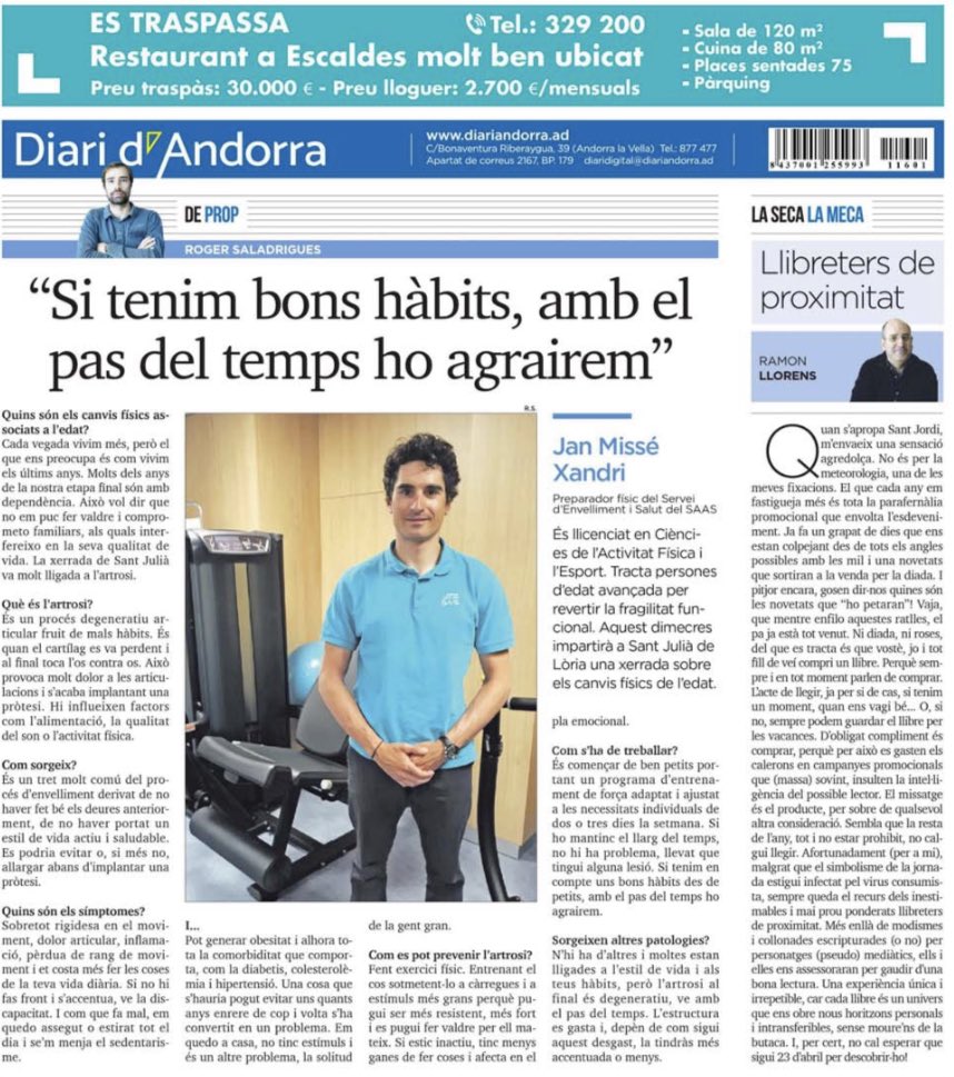 [La conseqüència dels teus hàbits estan en el teu futur] 

Si t'interessa la teva salut, supera els teus instints i fes el que et convé, no el que tinguis ganes de fer. 

#Exerciceishealth

<a href="/diariandorra/">Diari d'Andorra</a> 
<a href="/saasandorra/">SAAS</a>