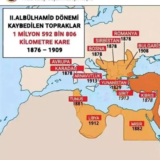 Kıbrıs’ı para ile satan Atanız Abdülhamid han

Osmanlı İmparatorluğu'nun 1.592.806 km² toprak ile en çok toprak kaybeden padişahlarından biri oldu.
1878'den 1908'e kadar Mısır, Sudan, Habeşvilayetleri (Eritre, Cibuti, Kuzey Somalitoprakları), Tunus, Sırbistan, Karadağ, Dobrucaile…