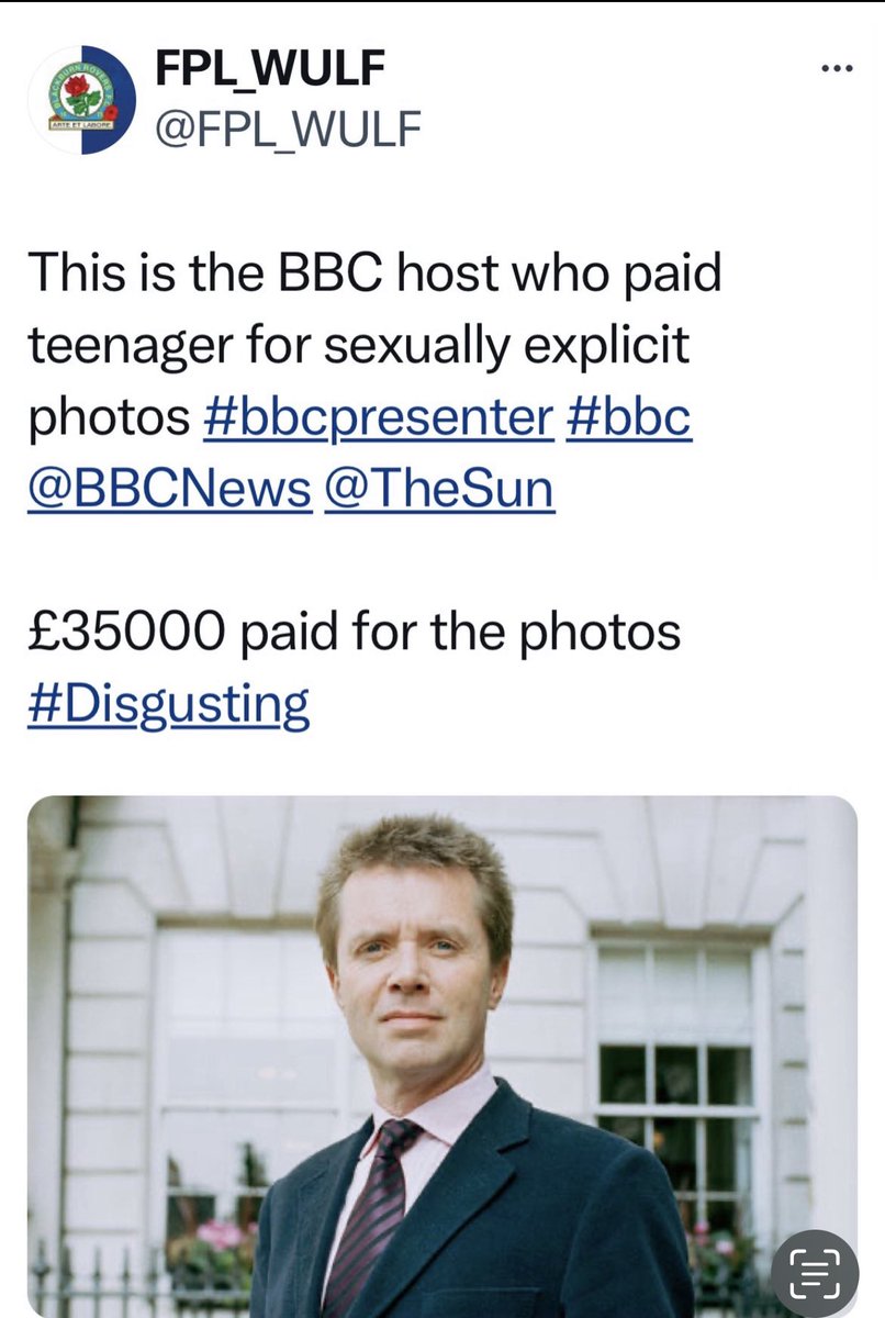 Really upsetting. At the time of the Huw Edwards saga last year this was posted. Heard yesterday Twitter/X didn’t respond in time. Whoever this person is they’ve got away with it. Cops say “username in question has been deactivated and the request data is not available from…