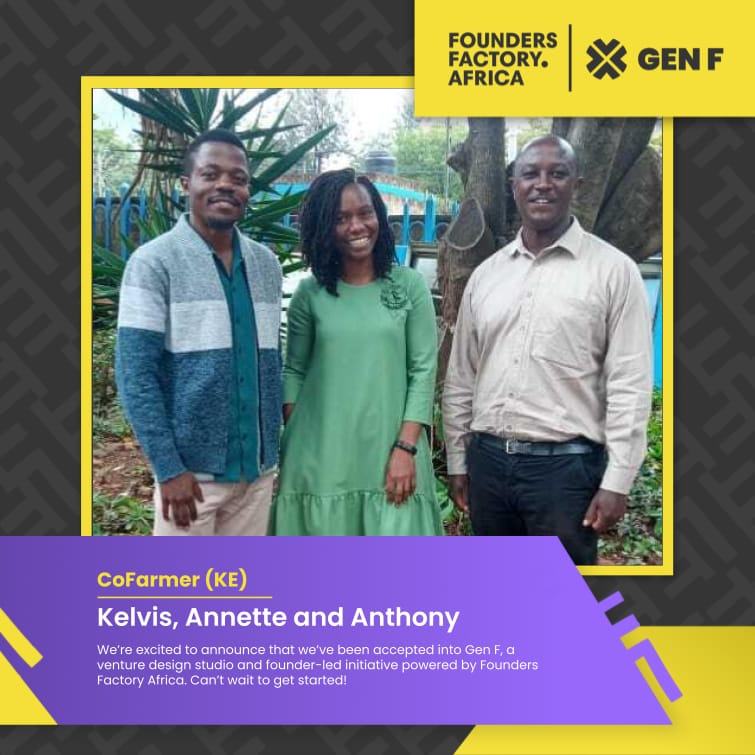 CofarmerKE's tweet photo. Excited to have joined @FoundersFFA’s EIR initiative called Gen F (Generation
Founder). We will be working with them over the next few weeks to refine and validate our
startup concept. #IamGenF #FFAcommunity https://t.co/WZpL1uKWCY