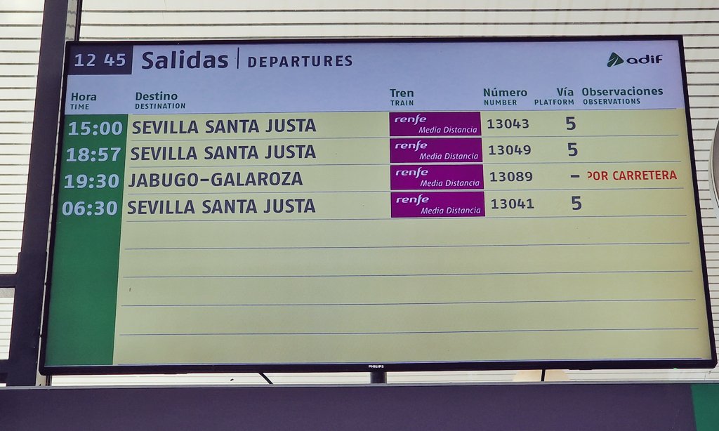 Huelva. Provincia con medio millón de habitantes. Trenes un día normal. Pero el agravio andaluz no existe.