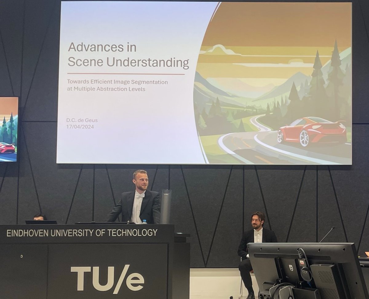 Daan de Geus (@dcdegeus) on Twitter photo Happy news! Last week, I successfully defended my PhD thesis (cum laude)😀
Many thanks to my supervisors Gijs Dubbelman and Peter de With, and committee members Bastian Leibe, <a href="/cgmsnoek/">Cees Snoek</a>, Julian Kooij, and Henk Corporaal!
Next: a research visit at <a href="/RWTHVisionLab/">RWTH Computer Vision Group</a>. Happy news! Last week, I successfully defended my PhD thesis (cum laude)😀
Many thanks to my supervisors Gijs Dubbelman and Peter de With, and committee members Bastian Leibe, <a href="/cgmsnoek/">Cees Snoek</a>, Julian Kooij, and Henk Corporaal!
Next: a research visit at <a href="/RWTHVisionLab/">RWTH Computer Vision Group</a>.