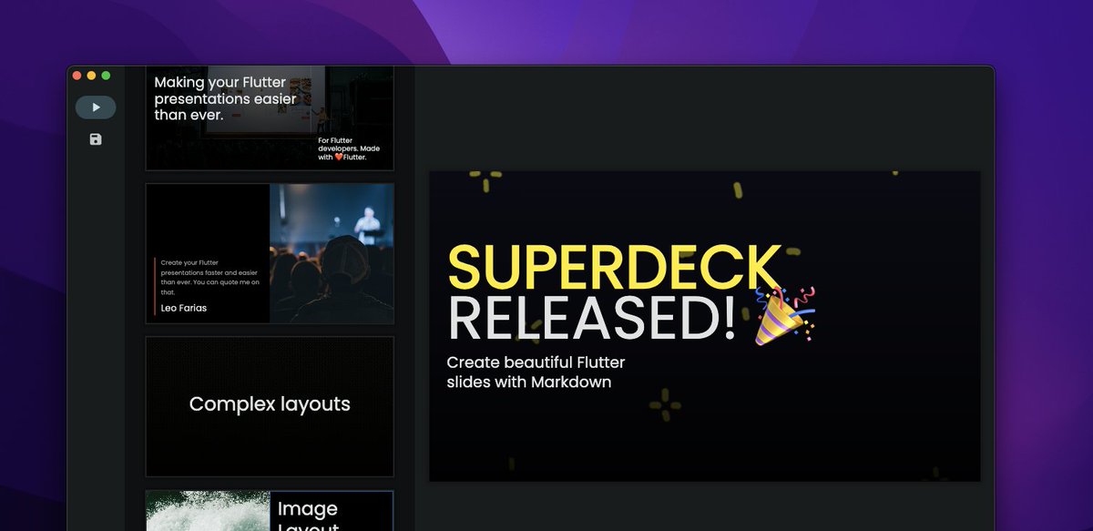 LeoAFarias's tweet image. Superdeck is out! Added a web demo with initial mobile support! #builtwithflutter #flutterdev github.com/leoafarias/sup…