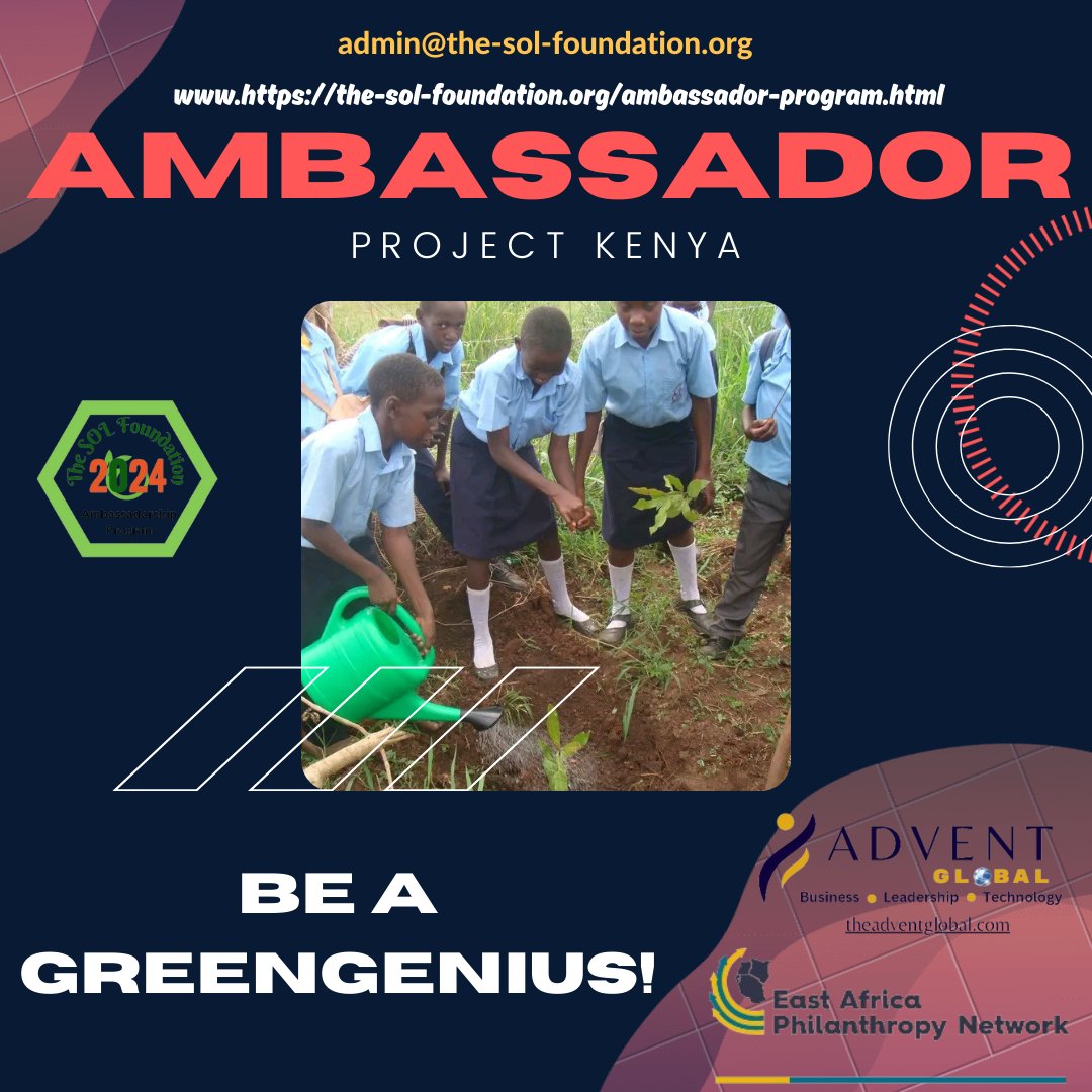 Free entry for 1-12 grade students in Kenya 🇰🇪
Fill in the form & don't miss out the chance to be an ambassador! @thesolf_org in collaboration with The Advent Global & @eaphilanthropy

Learn more: the-sol-foundation.org/ambassador-pro…

#thesolfoundation #solinitiatives #schoolgarden