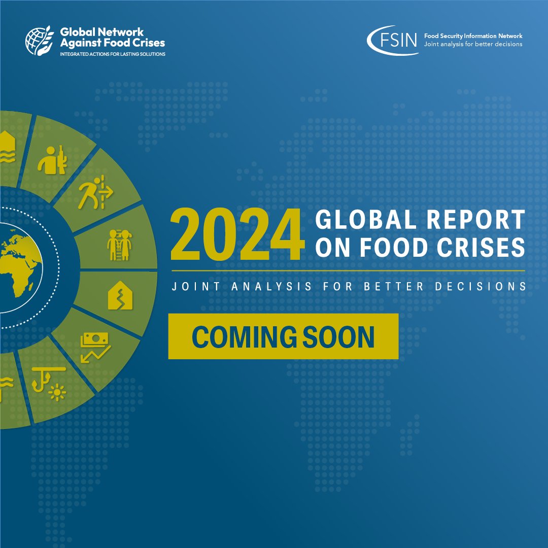 🚨 Tomorrow!

Learn about the drivers of global #foodcrises from our partners working on the front lines of #foodsecurity.
Join our launch event of the 2024 Global Report on Food Crises #GRFC24

🕑 2pm CEST in Rome
📺 Watch 👉🏾bit.ly/GRFC2024launch…
💡 Event info 👉🏾