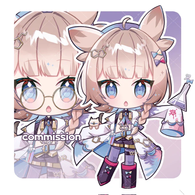 木菟コハク(#auomimi)様の新衣装SDグッズイラスト描かせていただきました よろしくお願いいたします!