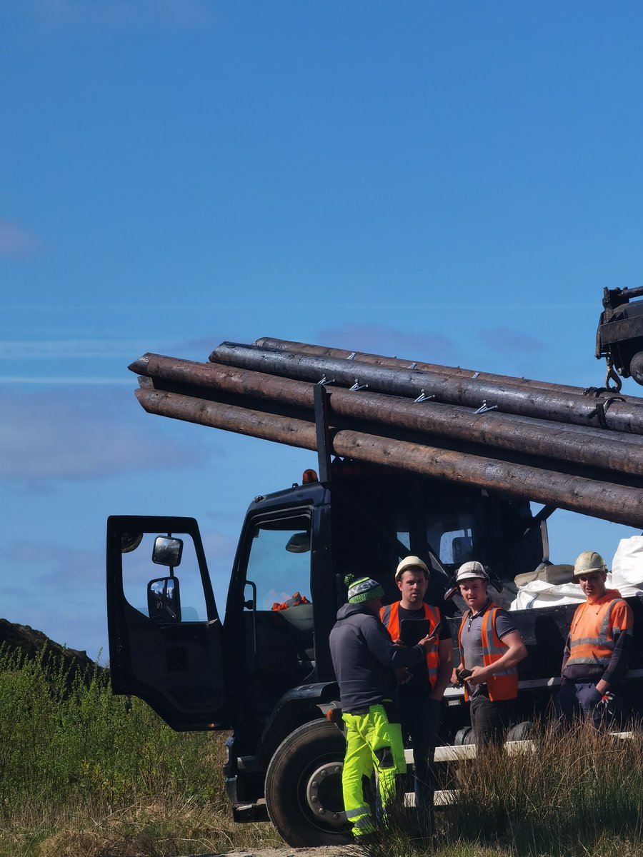 @GweebarraG @EamonRyan Silver Hill Contractors preparing to erect creosote soaked poles for @NatBroadbandIrl adjacent the Gweebarra River SAC, #Donegal without an Appropriate Assessment. Creosote is a known carcinogenic which is banned in the EU. #BiodiversityCrisis