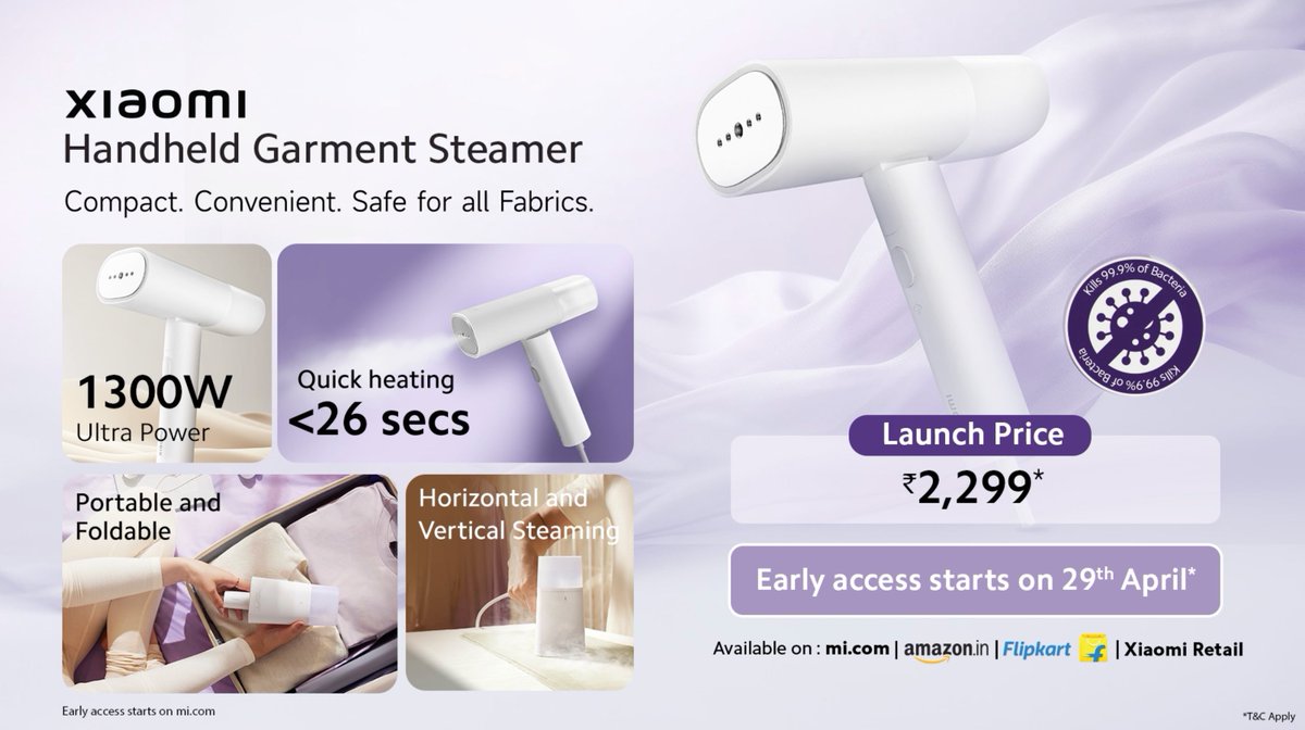 Xiaomi Handheld Garment Steamer.
Price : 💰 2299₹
#XiaomiGarmentSteamer