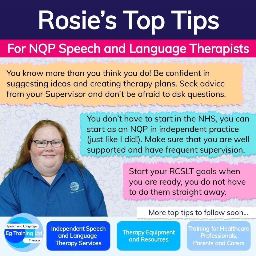 Rosie joined our team last September as an #NQP after graduating from @BCUHELS. We are delighted to share that she is now a fully fledged #SpeechandLanguage Therapist! The graphic features Rosie's initial 'top tips' for other NQPs, with more to follow soon.

#SLT2B @SLTatBCU #SLT