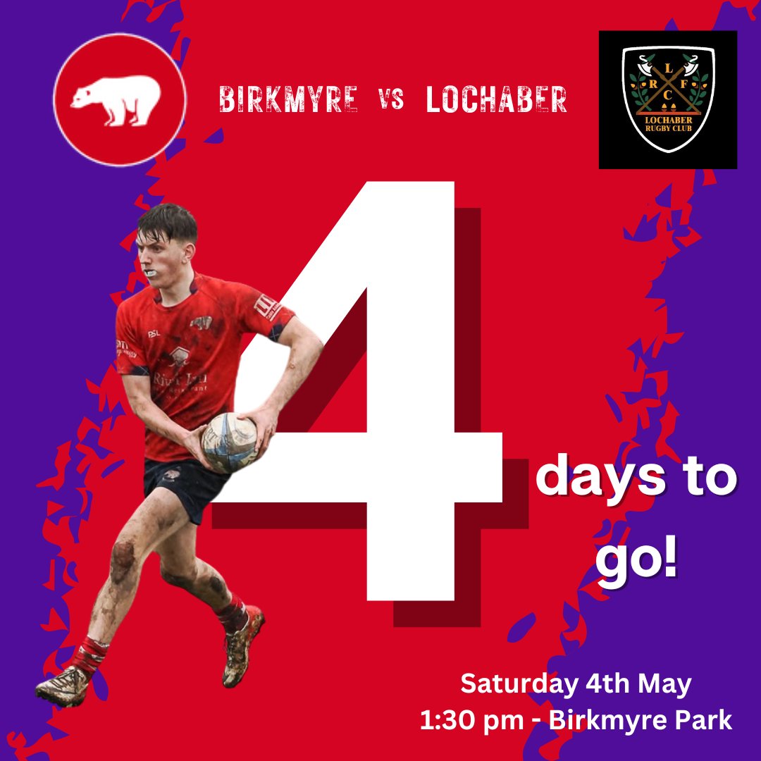 4 days To Go!
#rugbyunion #rugbylife #scottishrugby #birkmyrerfc #birkmyrerugby #birkmyrerugbyclub #birkmyrebears #finalmatch #leaguetitle #leaguedecider #endofseason