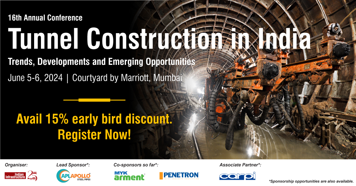 Indianinfra_mag's tweet image. Registrations for our upcoming 16th annual conference on Tunnel Constructure in India, being organised on June 5-6, 2024 at Courtyard By Mariott, Mumbai are open!

To register, visit: web.cvent.com/event/d0e89b31…

#TunnelConstruction #InfrastructureIndia #TunnelProjects