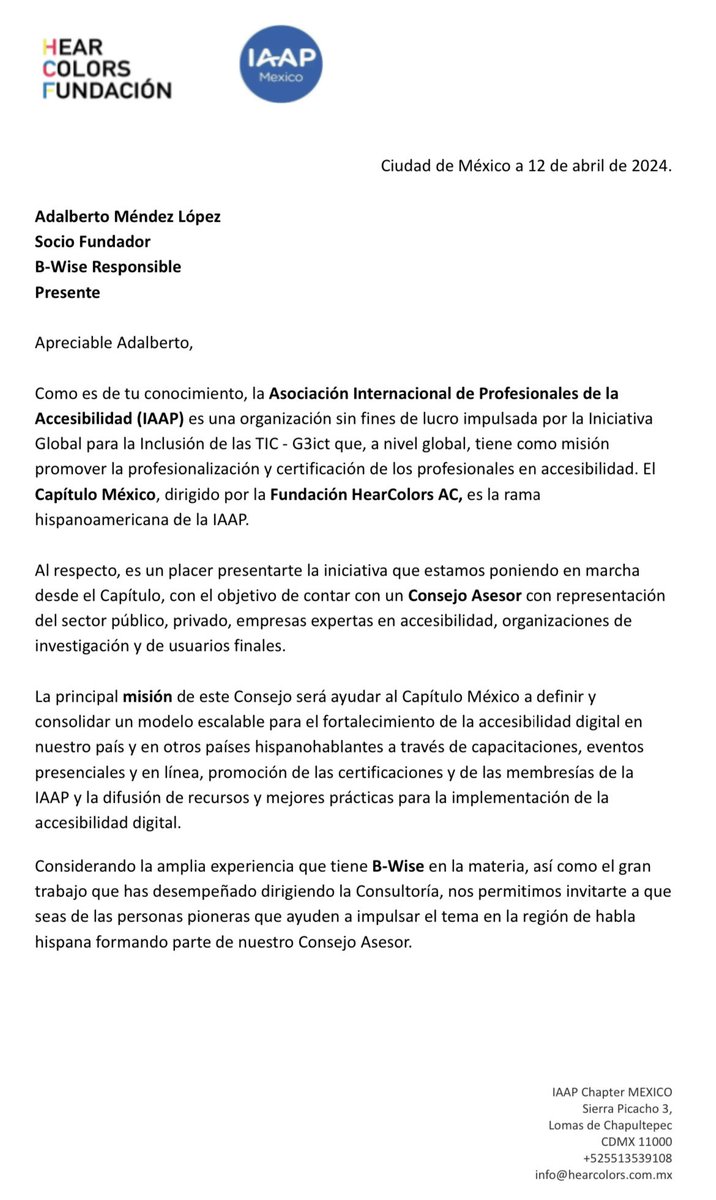 BWiseRBC's tweet image. Nos es grato anunciar que #BWISE fue invitada, a través de nuestro Socio @ADALSAMMA, para formar parte del Consejo Asesor de @IAAPOrg, Capítulo MX, por nuestra experiencia en #DEI, #ESG, #BizHumanRights, e inclusión laboral de #PcD.

Proveemos #SolucionesLegales #Sostenibles
