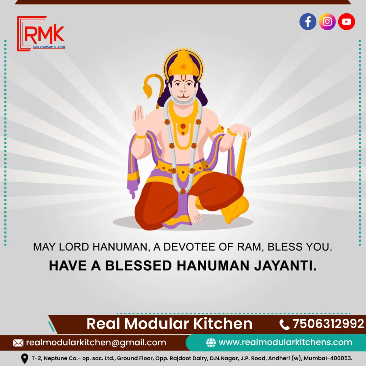 RealModular's tweet image. This Hanuman Jayanti, elevate your home with the blessings of Lord Hanuman and the precision of Real Modular Kitchen. 
#RealModularKitchen #Andheri #InnovationInDesign #kitchengoals
Contact us: 9167996524
lnkd.in/daDsHBHj