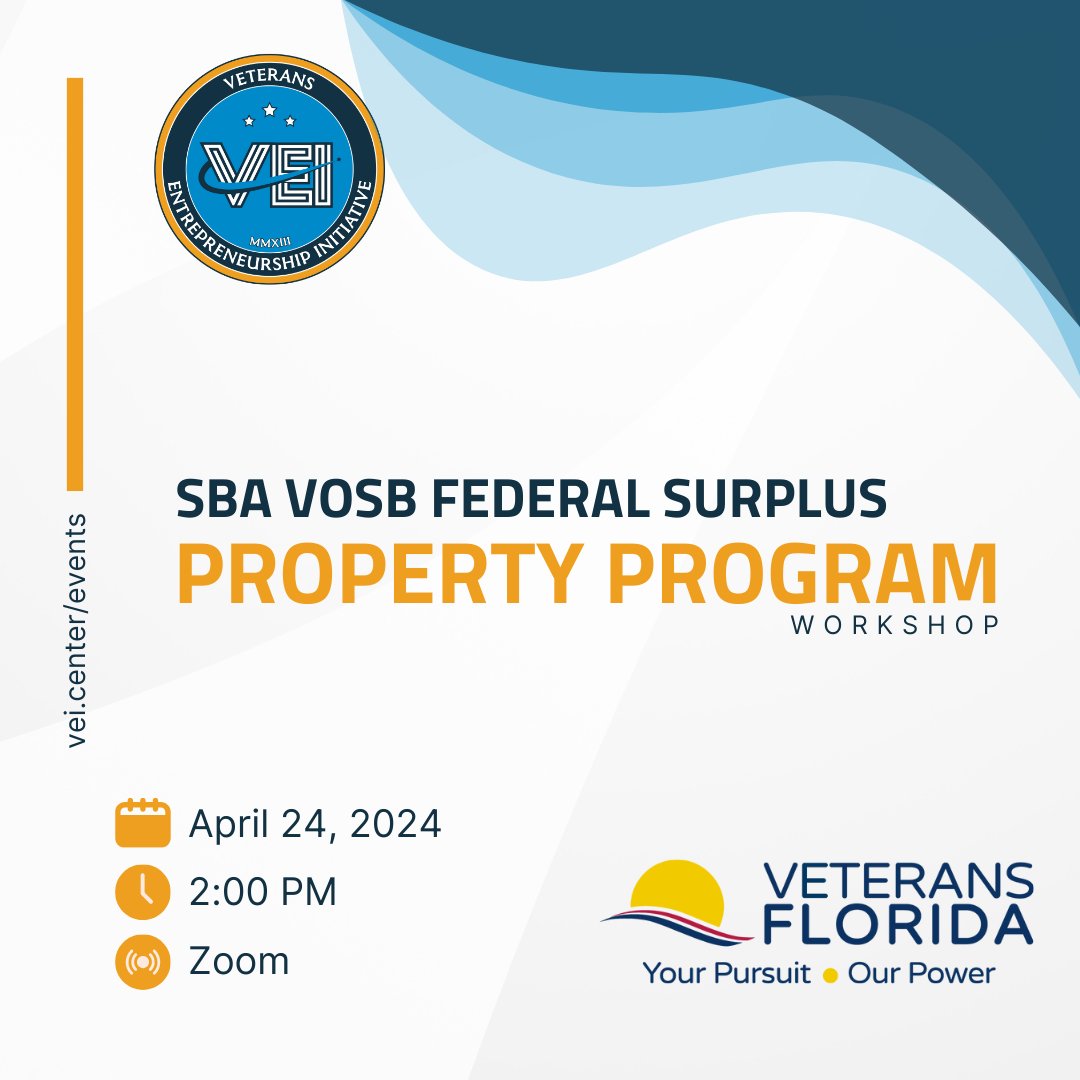 📢 Last Call! Don't miss out on our upcoming webinar THIS WEDNESDAY, April 24th from 2-4 PM! hubs.ly/Q02tJHYv0 #SBAWebinar #FederalSurplus #VeteranOwnedBusiness #SmallBizSuccess