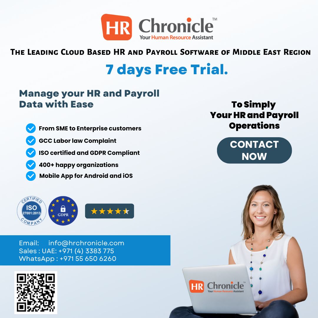 Try 7 Days Free Trial pack of HR Chronicle.
HR Chronicle - The Leading Cloud Based HR and Payroll Management Solution of the Middle East Region.

#payroll #payrollservices #payrollmanagement #hr #hrsoftware #hrsupport #hrconsulting #hrcareers #hrmanagement #hrms #hrmssoftware