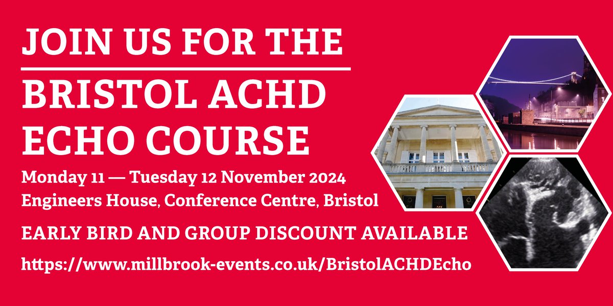 Led by @cardiosteph and @NavMasani, #BristolACHDEcho will cover all congenital lesions and aim to provide echo-anatomic correlation through lectures, case workshops and morphology sessions

Register for the course now: millbrook-events.co.uk/BristolACHDEcho

#ACHD #CardioEd