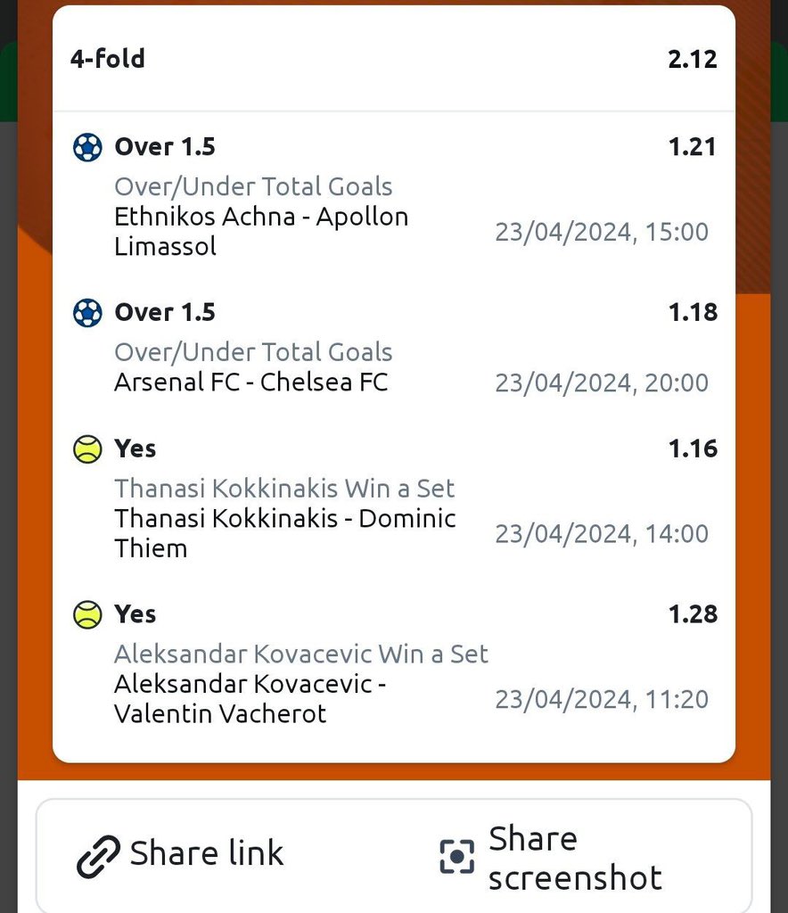 BET OF THE DAY ON @Betano_Nigeria  Bet code ➡️ PZFB7YLE Register an account with Betano via link bit.ly/3uJnodF 🔔 Promo code MRP gets you 50% bonus on your first deposit Fund your account easily with OPay 💡 Telegram channel ➡️T.me/promisepunts Bet