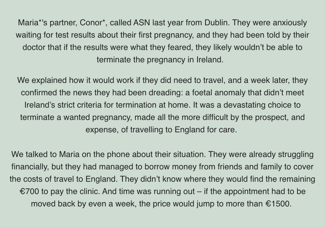 It's because of situations like Maria's and Conor's that I'm doing @AbortionSupport's spring challenge this month. Link in tweet below if you're able to make a small donation x