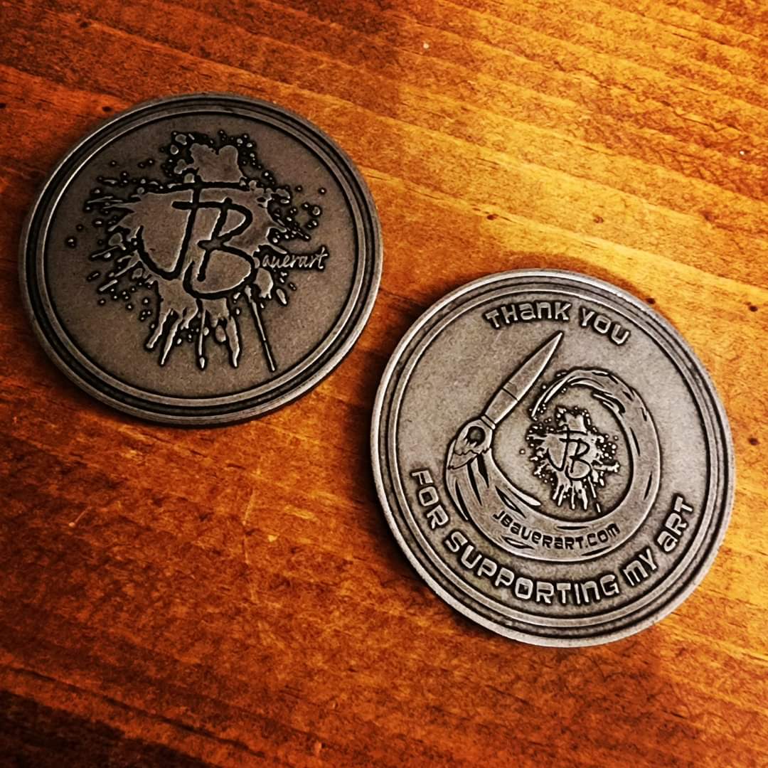 I now have #JBauerart #challengecoins !! These will be given to anyone who purchases a large sized #painting . Shout out and a big thank you to @allabout.coins for helping me make these!!

#JBauerart #art #artist #create #challengecoin #supportartist #allaboutchallengecoins