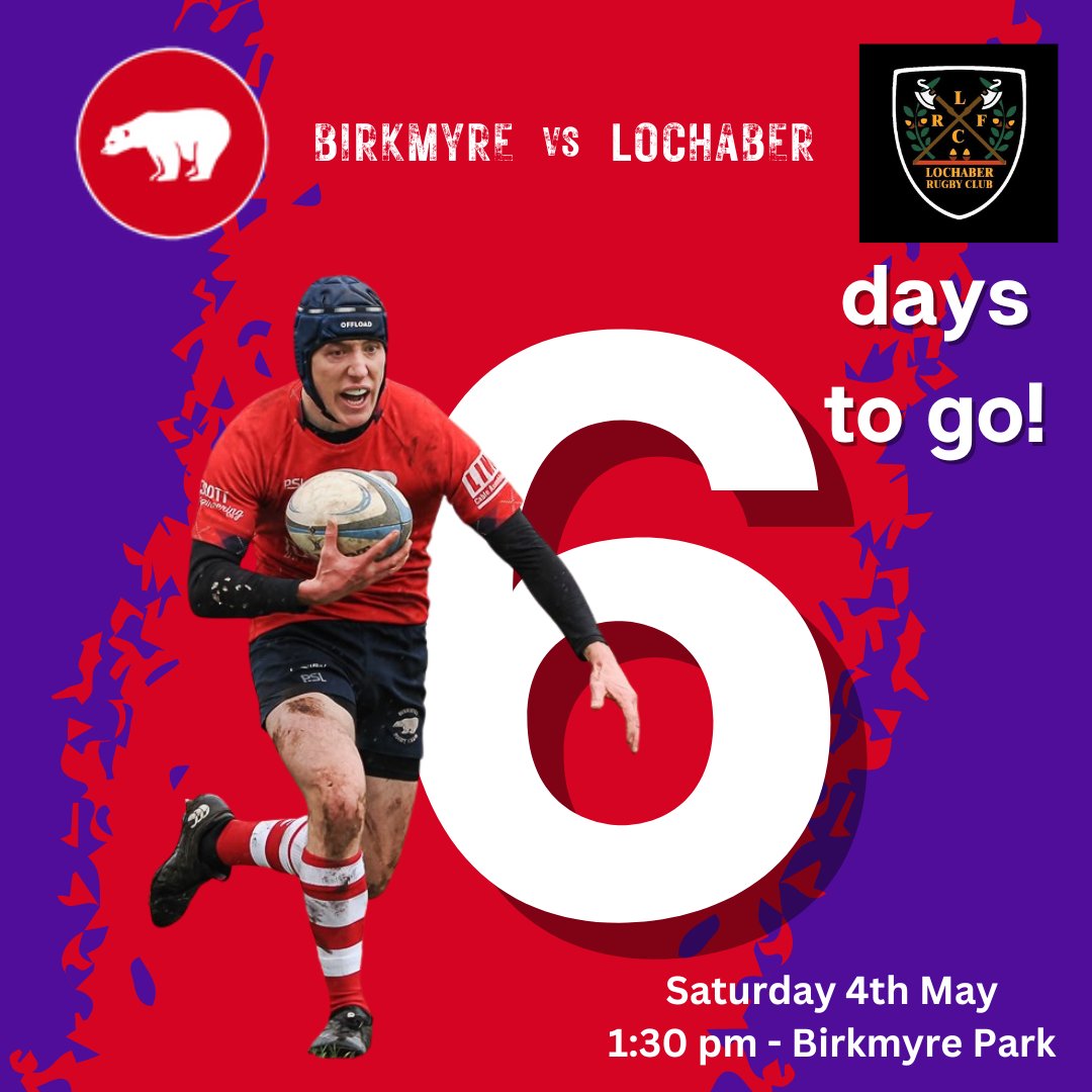 6 Days To Go!
#rugbyunion #rugbylife #scottishrugby #birkmyrerfc #birkmyrerugby #birkmyrerugbyclub #birkmyrebears #FinalMatch #endofseason