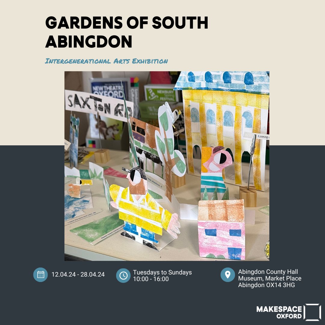 🌿 Discover the Garden of South Abingdon: An Intergenerational Arts Exhibition! 🎨 Immerse yourself in creations from our pop-up Arts Studio in Caldecott, promoting well-being in South Abingdon's green spaces. For more info, email: dionne@makespaceoxford.org