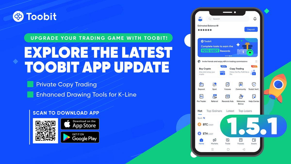 Toobit_official's tweet image. 📲 Your trading journey just got an upgrade! Get the latest Toobit app v1.5.1 today for exclusive access to Private Copy Trading and Enhanced Drawing Tools. Trade with precision; trade with Toobit! 💼💰 

Download▶️ toobit.com/en-US/download

#ToobitApp #TradingTools #Bitcoin