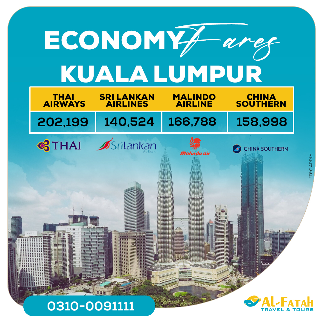 AlFatah Travels brings you economy fares for Bangkok, Guangzhou, Singapore, Kuala Lumpur, Colombo, and Sydney. Book now +92 310 00 91 111 #AlFatahTravels #EconomyFares #TravelDeals #Bangkok #Guangzhou #Singapore #KualaLumpur #Colombo #Sydney #ThaiAirways #SriLankanAirlines