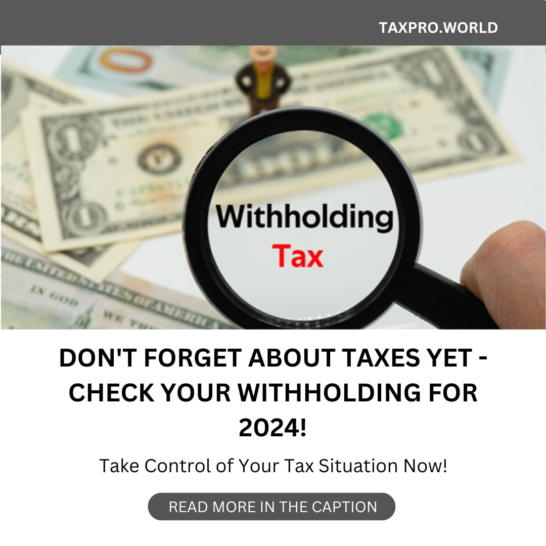 ⏰ Don't wait until next tax season to adjust your withholding! Whether you received a surprise tax bill or a hefty refund, now is the time to make changes. Use the IRS Tax Withholding Estimator to update your Form W-4: bit.ly/3xHLern  
#TaxFiling #Withholding #TaxRefund