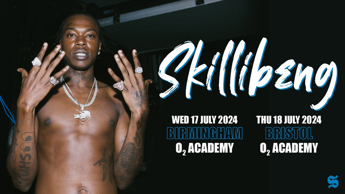 NEW: MOBO Award winning dancehall star @skillibeng will play @o2academybham & @o2academybris in July 🙌 Book tickets in our #LNpresale this Thursday at 10am 👉 livenation.uk/wb2V50R34I1