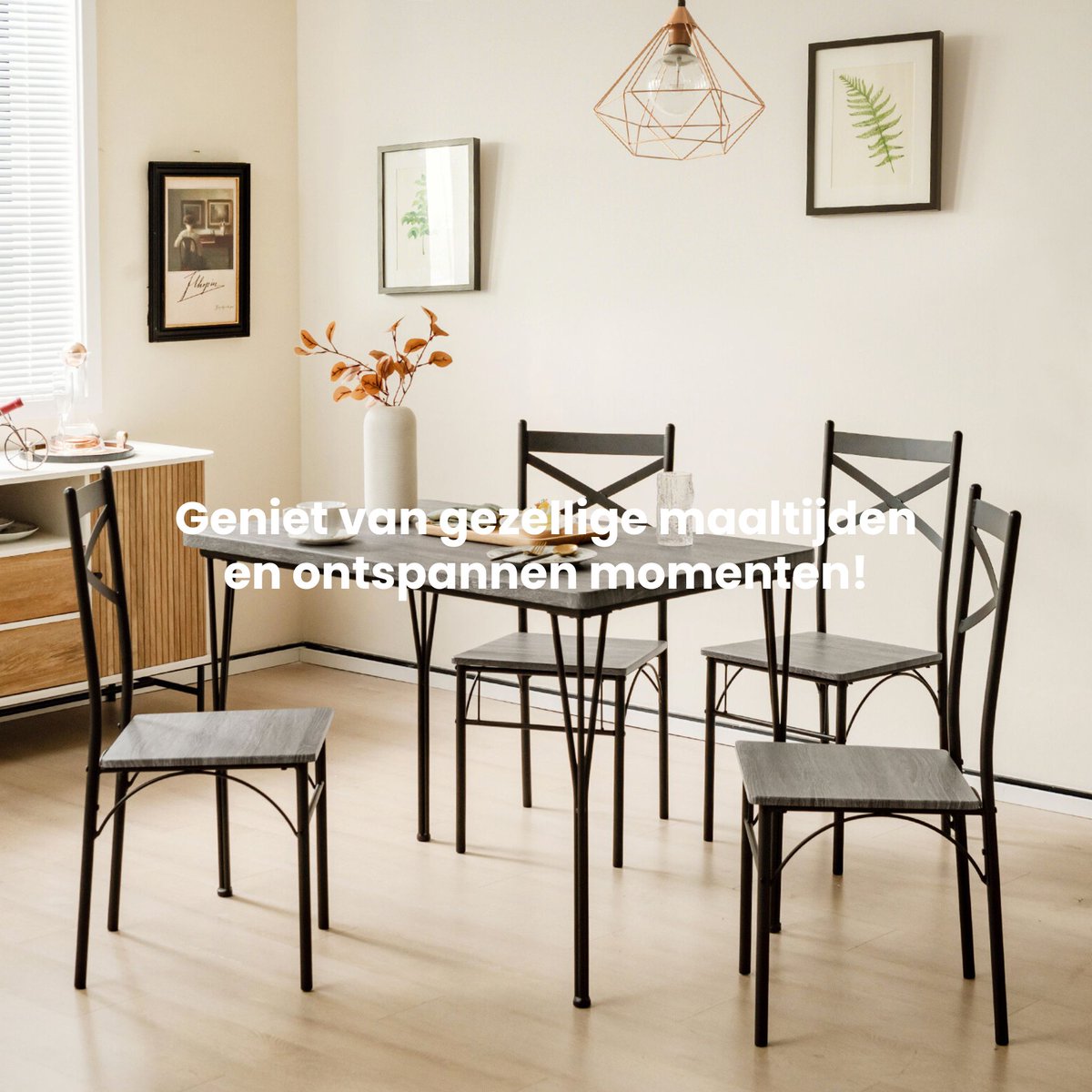 🌟Deze prachtige set bestaat uit een rechthoekige tafel en 4 stoelen, perfect voor gezellige familiediners en bijeenkomsten met vrienden. 

Geniet van gezellige maaltijden en ontspannen momenten met onze hoogwaardige eettafelset. 🍽️

#Thuisdecoratie #thuis #interior #interieur