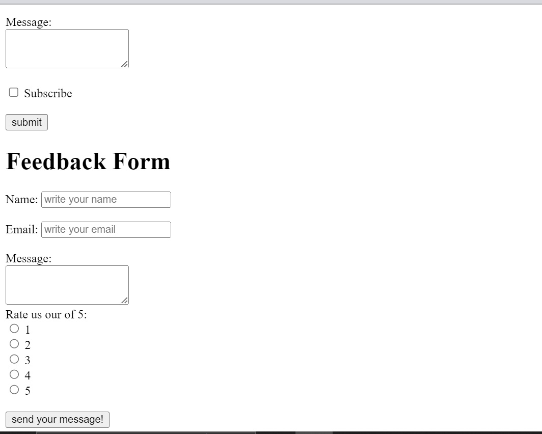 anas_chudharyy's tweet image. Solved a practice question on making forms in HTML! 🚀 Made a basic feedback form – super proud! Learning web stuff is fun!

Come me join the fun of learning web development! 

#HTML #CodingBeginner #codinglife #100DaysOfCode