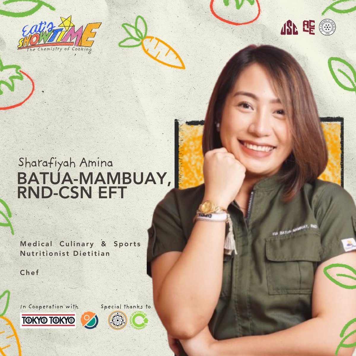 upchemsoc's tweet photo. 📢Madlang Ka-Isko, Eat’s Showtime!✨

🎶Papapa-ra-pa🎶 para sa inyo ang aming susunod na guest speaker, si Ms. Fia Batua! https://t.co/BElBGmcRAV