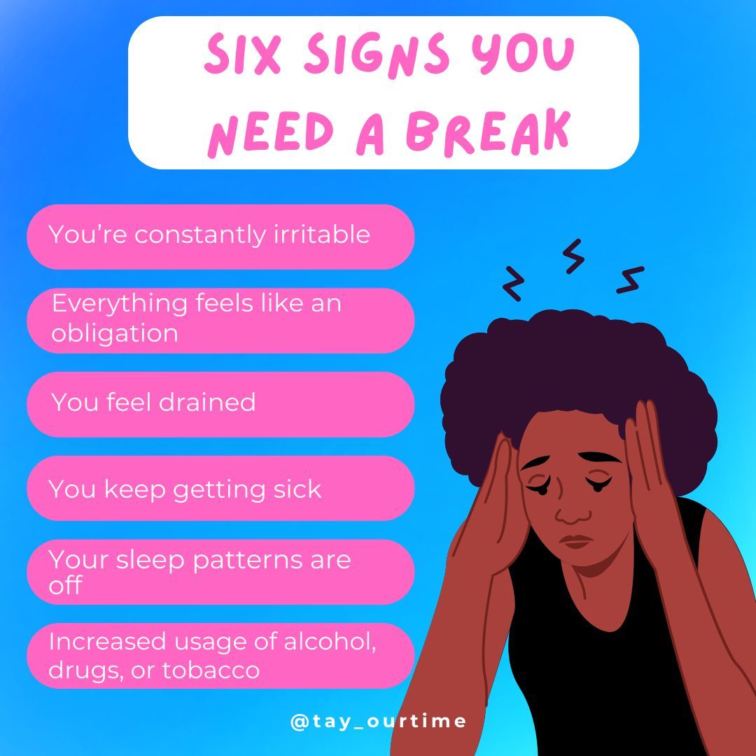 TAY_OurTIME's tweet photo. Does everything seem to get on your nerves? Are you constantly running out of patience? If so, it might be a sign that you need a break. Check out these signs that you might be feeling more stressed than usual and need a break. https://t.co/FUzIdOBZ1X