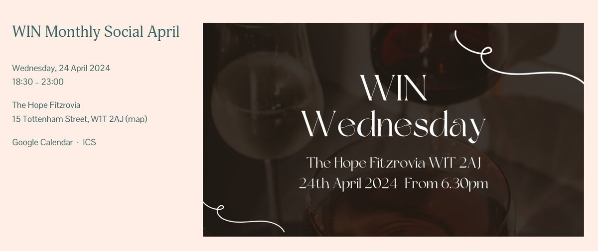 Women's Irish Network UK (WIN) are running an exciting series of events this season, kicking off with an April Social on Wednesday, April 24th! womensirishnetwork.com/events/win-mon…