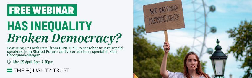 We're excited to join @equalitytrust, @pathwithanr, @mattchoc, @sdonald4pr1983 to discuss #ParticipatoryDemocracy and issues in our electoral & political systems🗳️ 29th April 6pm - Sign up now!👍 buff.ly/3Q7Y0Wi