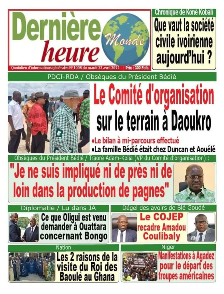 #coteDivoire #presse #LaUne
PRÉSIDENTIELLE 2025 EN CÔTE D'IVOIRE
Les 4 signes de fin de règne du camp Ouattara

PANIQUE À L'HORIZON
Où est passé la nouvelle génération du RHDP ?

CANDIDATURE DE LAURENT GBAGBO
Le PPA-CI maintient la pression